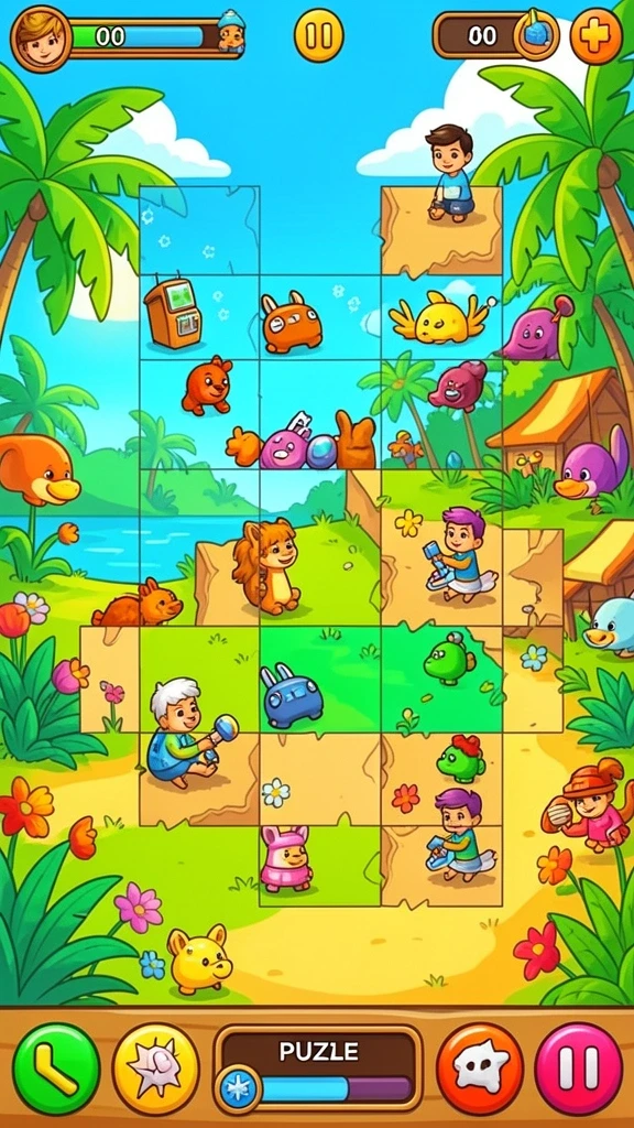 Level yang penuh tantangan dan warna-warni.