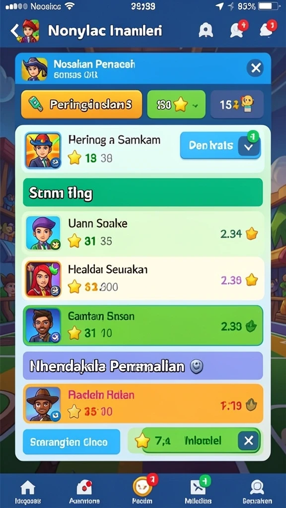 Halaman leaderboard untuk melihat peringkat pemain.
